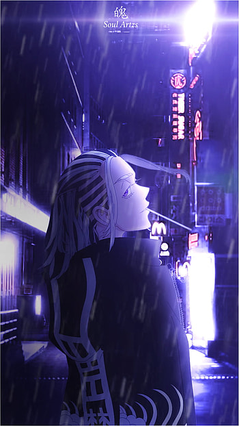 Tokyo Revengers, magenta, rain, tokyorevengers, animeboy, street, wakasa, anime, anime HD phone wallpaper