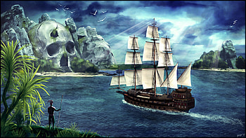 Pirate Ship Skull HD wallpaper