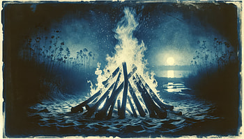 Mystical Moonlit Campfire Night, bonfire, fire, night, beach, moonlight HD wallpaper