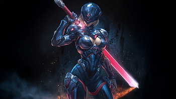 Cyberpunk The Power Within, artist, artwork, art, digital-art, ai, cyberpunk, warrior, sword HD wallpaper
