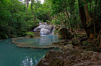 Erawan National Park,Thailand, Thailand, Waterfall, Stones, Stream HD wallpaper