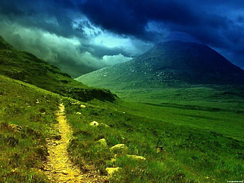 Landscape, Grass, Roads, Mountains HD wallpaper