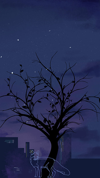 Tree of Change, sky, city, night, fox HD phone wallpaper