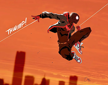 Spiderman Jumping Art , spiderman, superheroes, artist, artwork, digital-art HD wallpaper