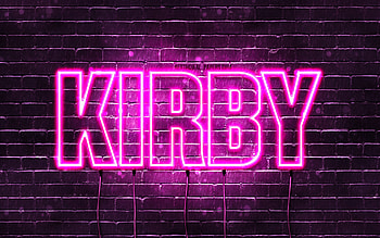 Happy Birtay Kirby, , pink neon lights, Kirby name, creative, Kirby Happy Birtay, Kirby Birtay, popular japanese female names, with Kirby name, Kirby HD wallpaper