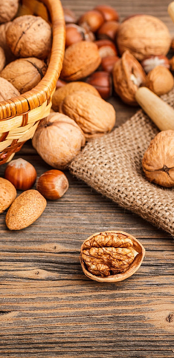 Walnuts, Almond and hazelnuts, Nutty goodness, Tasty combination HD phone wallpaper
