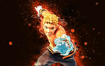 Boruto Uzumaki, , orange neon lights, Naruto characters, battle, protagonist, Naruto, manga, Uzumaki Boruto, Uzumaki Naruto, samurai, Naruto Uzumaki HD wallpaper