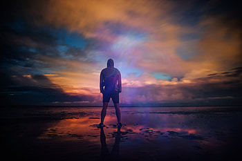 Cloud Beach Man Standing , man, cloud, beach, graphy HD wallpaper