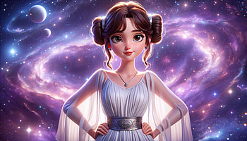 Princess Leia Inspired - Cosmic Elegance, Princess Leia Organa, Anime, character design, fantasy, space, fantasy anime, space fantasy HD wallpaper