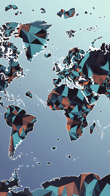 Geometric World Map for Your , map, Abstract HD phone wallpaper