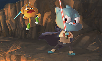 Gumball and Darwin Watterson Jedi Adventure, TV Show, The Amazing World of Gumball, Gumball Watterson, Darwin Watterson, Jedi HD wallpaper