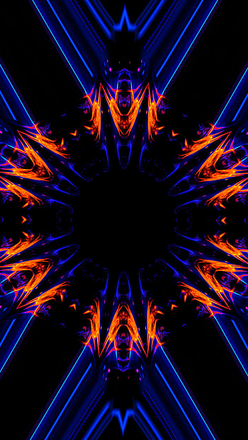 Orange and Blue Kaleidoscope Art by lonewolf6738, Abstract, kaleidoscope HD phone wallpaper