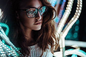 Beauty, blue, model, sunglasses, felix barjou, girl, woman HD wallpaper