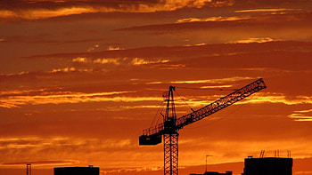 Cities, Sunset, Sky, Crane, Hoisting Crane HD wallpaper
