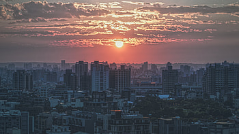 Cities, Sunset, Architecture, Twilight, City, Building, Dusk HD wallpaper