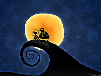 Mother and girl, night, Moon, mother, girl, child HD wallpaper
