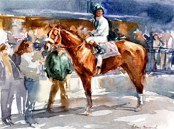 An Overbrook Entry with Jockey Up - Horse, animal, horse, art, thorobred, beautiful, illustration, artwork, wide screen, painting, equine, jockey, thoroughbred HD wallpaper