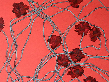 Thorny Roses, red roses, thorns, vine HD wallpaper