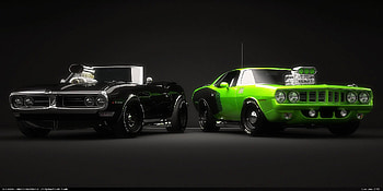 Sweeeeet American Muscle Cars, Green, Cool, Black, Sweeeet, Fab Hood HD wallpaper
