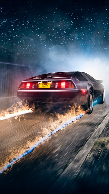 Back to the future, marty mcfly, classic, delorean, movie, car, out of time, bttf HD phone wallpaper