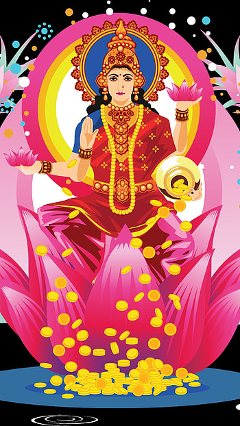 Lakshmi Ganesh, Lotus Background, devi laxmi HD phone wallpaper
