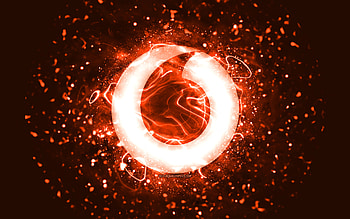 Vodafone orange logo, , orange neon lights, creative, orange abstract background, Vodafone logo, brands, Vodafone HD wallpaper