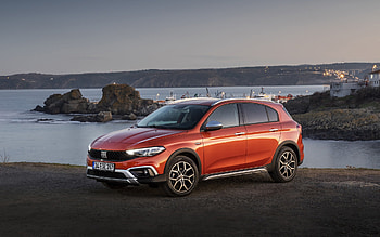 2021, Fiat Egea, exterior, front view, orange hatchback, new orange Fiat Egea, Italian cars, Fiat HD wallpaper