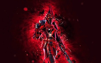 Exalted Black Eternal Knight, , red neon lights, Fortnite Battle Royale, Fortnite characters, Exalted Black Eternal Knight Skin, Fortnite, Exalted Black Eternal Knight Fortnite HD wallpaper