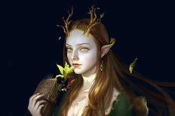 Nymph, frumusete, fantasy, art, horns, face, girl, gorgeous, superb, slightyear HD wallpaper