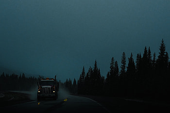 Twilight, Cars, Lights, Road, Car, Machine, Dusk, Evening, Headlights, Truck, Lorry HD wallpaper