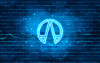 The Expanse blue logo, , blue brickwall, The Expanse logo, TV Series, The Expanse neon logo, The Expanse HD wallpaper