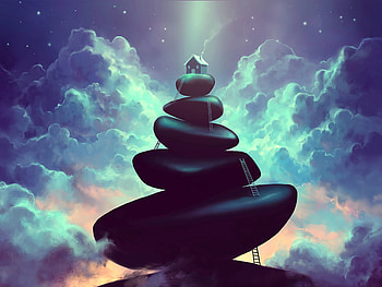 Stones, Art, Ladders, Balance, Vertex, Top, Small House, Lodge HD wallpaper