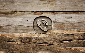 Viber wooden logo, , wooden backgrounds, social networks, Viber logo, creative, wood carving, Viber HD wallpaper