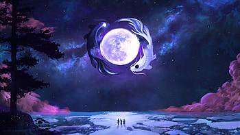 Spirit world, fantasy, white and black fishes, balance HD wallpaper