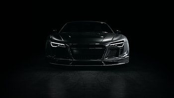 audi, r8, sports car, tuning, front view, black HD wallpaper