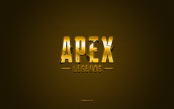 Apex Legends logo, yellow shiny logo, Apex Legends metal emblem, yellow carbon fiber texture, Apex Legends, brands, creative art, Apex Legends emblem HD wallpaper