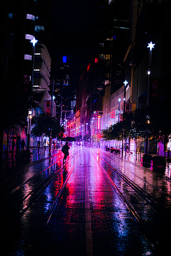 Neon, Dark, Night, Silhouettes, Street HD phone wallpaper