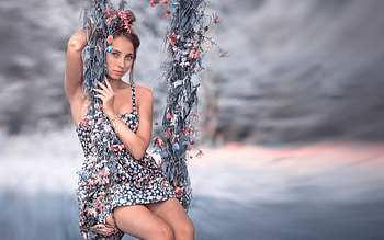 Beauty Girl, swing, girl, Marina, beauty, legs HD wallpaper