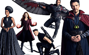 Avengers Infinity War Doctor Strange Falcon Hawkeye Scarlet Witch, avengers-infinity-war, doctor-strange, falcon, hawkeye, scarlet-witch, 2018-movies, movies HD wallpaper