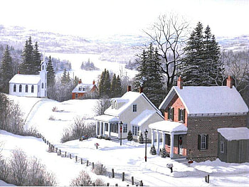My Home Town, winter, fences, town, peaceful, church, houses, snow, trees, homesteads, clean, quite, cold, fresh, air, lights, view, fields, crisp, roads HD wallpaper