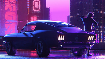 Ford Mustang Retro Vibes , retro, retrowave, outrun, synthwave, ford-mustang, artist, artwork, digital-art HD wallpaper