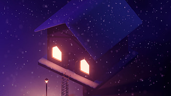 House in the Snow, night, fantasy, artistic HD wallpaper