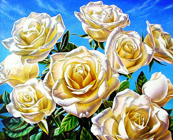 Roses, artwork, bouquet, flowers, blossoms HD wallpaper