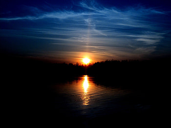 Sunset, Sky, Dark, Water Surface, Disk, Moon Path, Moon Walkway HD wallpaper