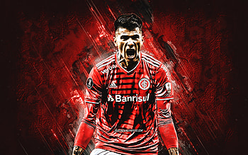 Victor Cuesta, Internacional, Argentine soccer player, Serie A, Brazil, red stone background, soccer, Sport Club Internacional HD wallpaper