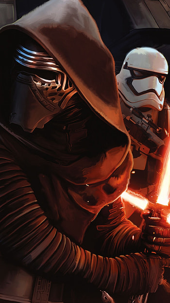 Kylo Ren, Star Wars, Episode VII, Golden lightsaber HD phone wallpaper