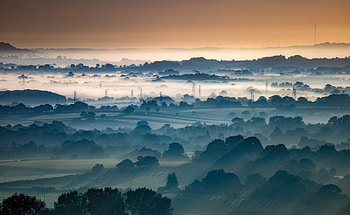 Horizon, aerial view, nature, sunset HD wallpaper