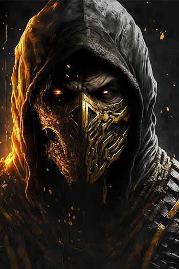 Scorpion, Scorpion (Mortal Kombat), AI Art, video game, Mortal Kombat HD phone wallpaper