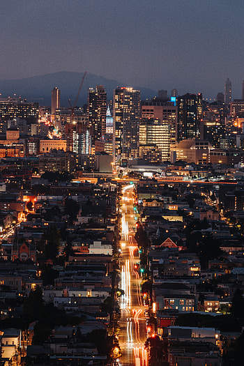 Cities, Building, Lights, Road, Long Exposure, Night City HD phone wallpaper
