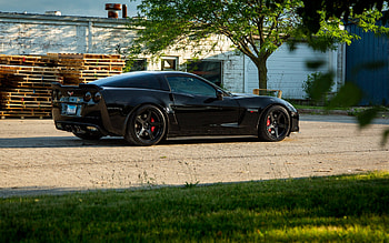 Chevrolet Corvette, rear view, exterior, black Corvette, american sports cars, sports coupe, Chevrolet HD wallpaper